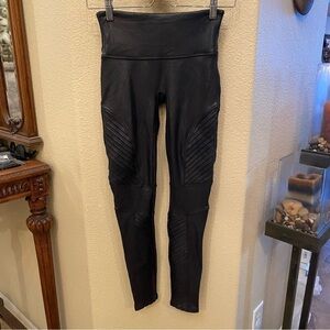 SPANX Women Black Faux Leather Moto Leggings Size Small